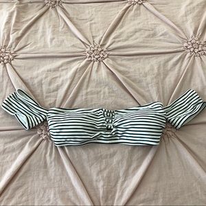 Striped bikini top with sleeves